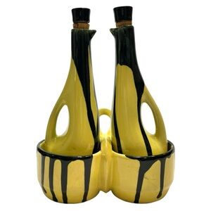 Vintage 1970s Arts-Ceram Grand Feu Cruet Set by Artist Michel Pointu Pottery Art